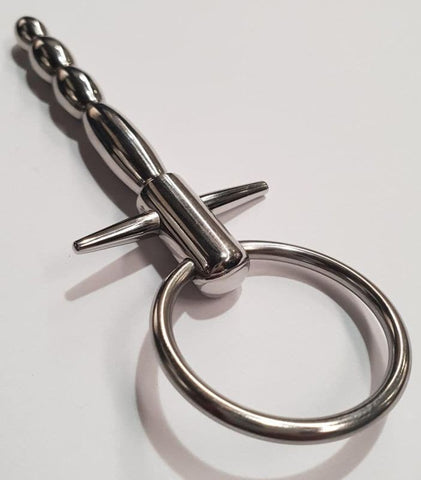 Behind Kink Waving Penis Plug With T-Bar And Ring - Penis Plugs