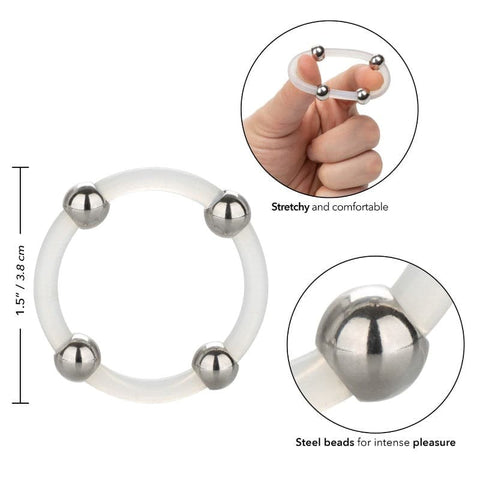 Large Steel Beaded Silicone Cock Ring - Cock Rings