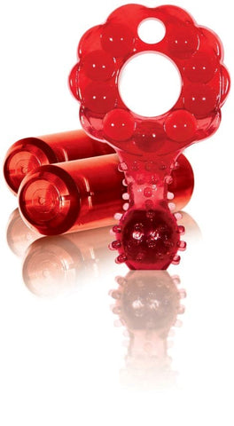 Crossbones Mighty Marble Double Bullet In Red - Cock Rings
