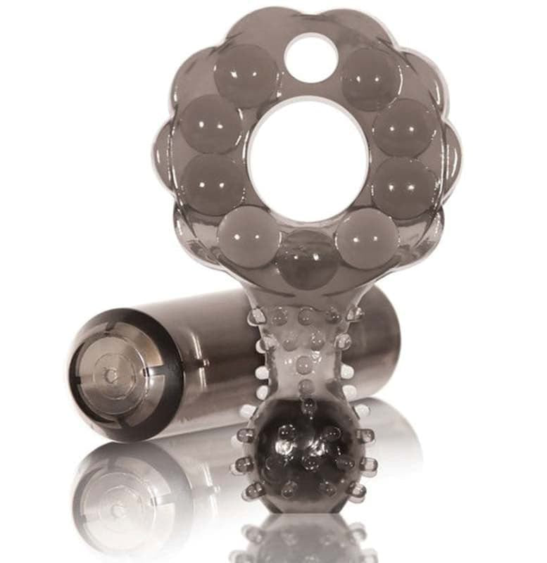 Crossbones Mighty Marble Single Bullet Smoke - - Vibrating Cock Rings