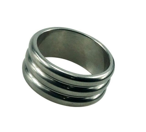 Deep Grooved Steel Cock Ring by Hell's Couture - Cock Rings