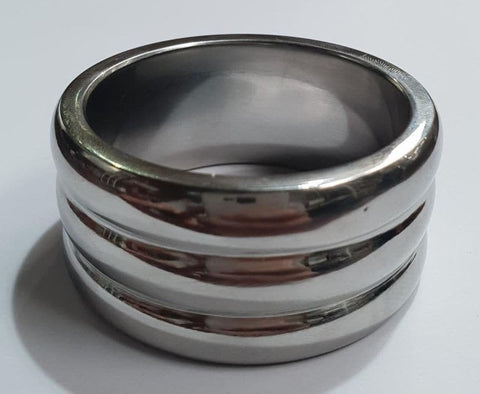 Deep Grooved Steel Cock Ring by Hell's Couture - Cock Rings