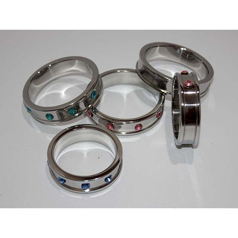Deep Shallow Cock Ring 50mm Rose Quartz Gemmed - Cock Rings