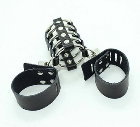 Gates of Hell Leather Cock Cage by BDStyle - Male Chastity