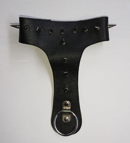 Devils Spiked Leather Collar With O-Ring by Hell's Couture - Cock Rings
