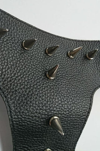 Devils Spiked Leather Collar With O-Ring by Hell's Couture - Cock Rings