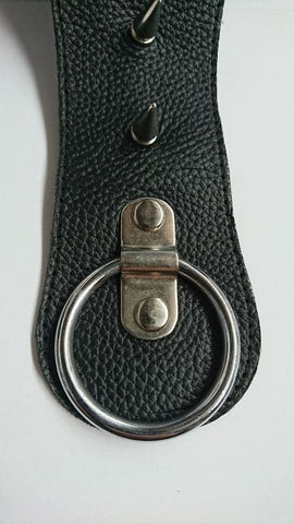 Devils Spiked Leather Collar With O-Ring by Hell's Couture - Cock Rings