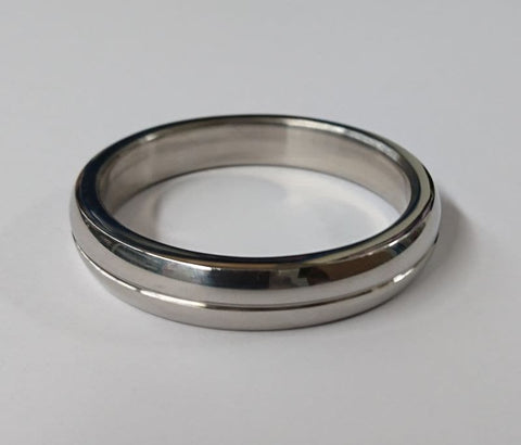 Donut Steel Cock Ring Grooved by Hell's Couture - Cock Rings