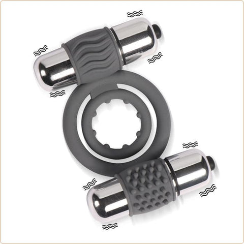 Double Bullet Cock Ring by BDStyle - Ball and Cock Toys