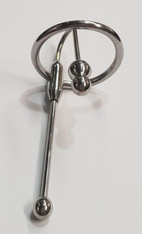 Double Up Steel Penis Plug Ring XL by Hell's Couture - Penis Plugs