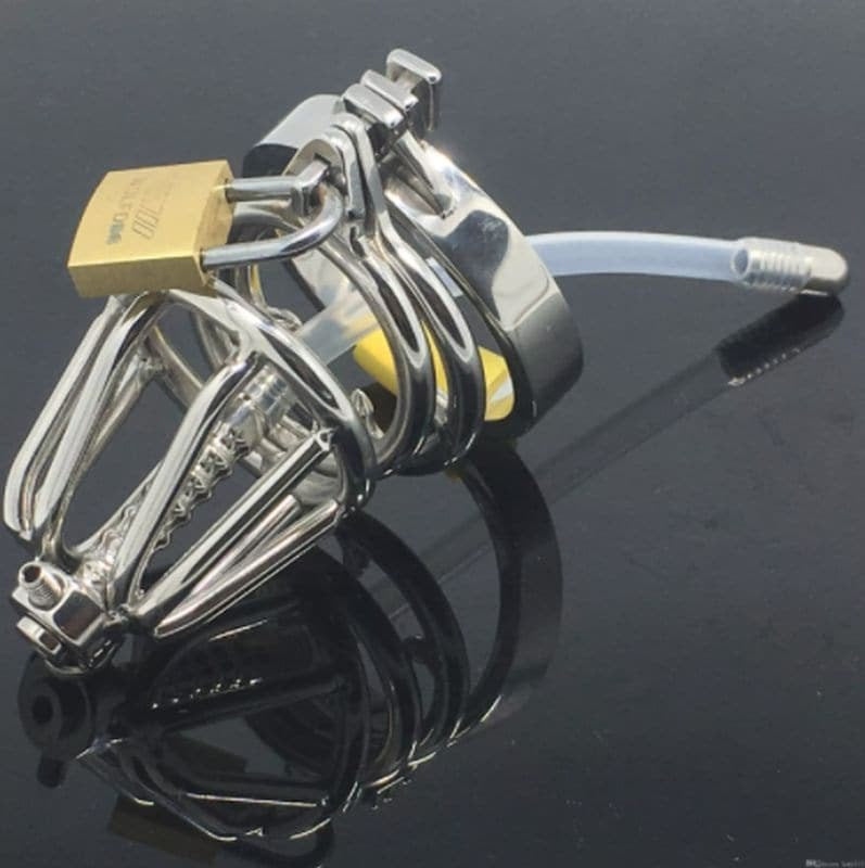 Dual Ringed Pisser Chastity Cage - - Male Chastity