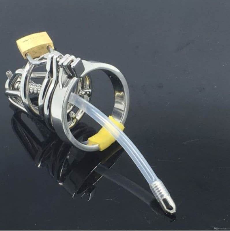 Dual Ringed Pisser Chastity Cage - - Male Chastity