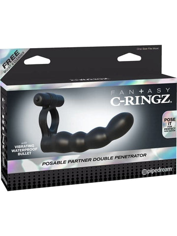 Posable Partner Double Penetrator by Pipedream Products - Cock Rings