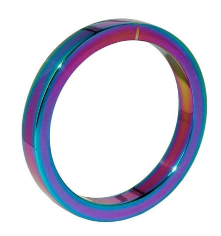 Heavy Duty Rainbow Metal Cock Ring 8mm by Hell's Couture - Cock Rings
