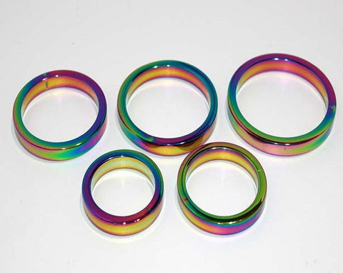 Heavy Duty Rainbow Metal Cock Ring 8mm by Hell's Couture - Cock Rings