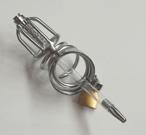 Hoop Male Chastity Cage with Urethral Tube by BDStyle - Male Chastity