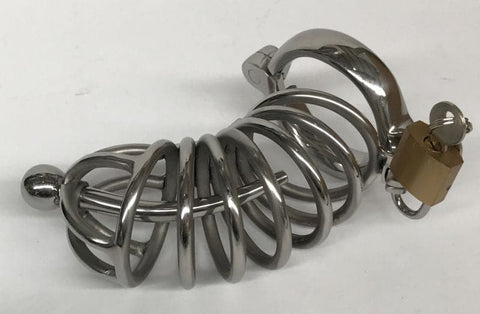 Instituted Cock Cage Penis Plug Large by BDStyle - Male Chastity
