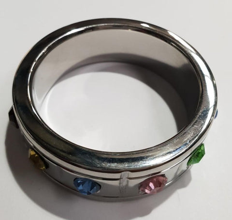 Jewelled Brick Steel Cock Ring by Hell's Couture - Cock Rings