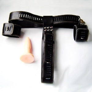 Chastity Waist Harness with Butt Plug by Hell's Couture - Male Chastity