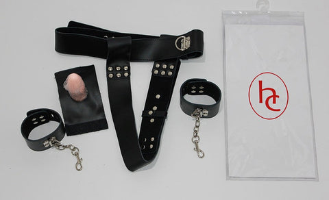 Chastity Waist Harness with Butt Plug by Hell's Couture - Male Chastity
