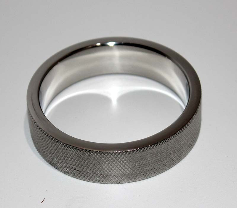 Knurled Surface Steel Cock Ring 15mm Thick Band - - Cock Rings