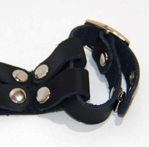 Leather and Metal Stainless Steel Cock Ring by BDStyle - Cock Rings