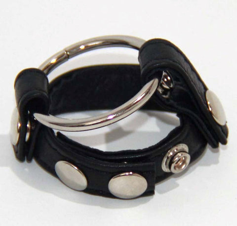 Leather Testicle & Metal Penis Rings by BDStyle - Cock Rings