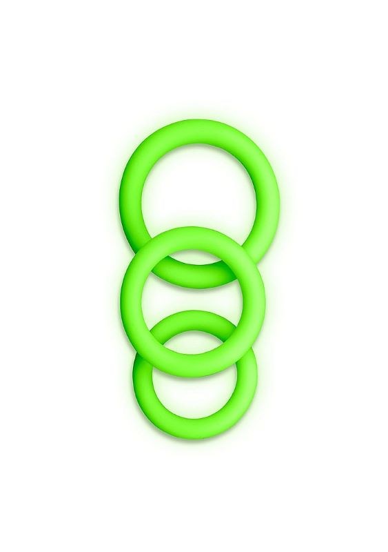 OUCH! Glow in Dark Cock Ring Set - 3 Pack - - Cock Rings