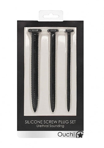 Ouch Silicone Screw Plug Set by Shots Toys - Penis Plugs