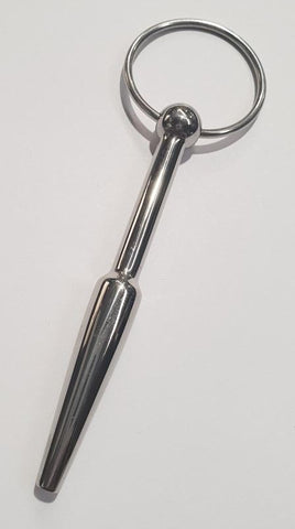 Steel Cum Thru Penis Plug with Ring by Hell's Couture - Penis Plugs
