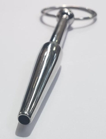Steel Cum Thru Penis Plug with Ring by Hell's Couture - Penis Plugs