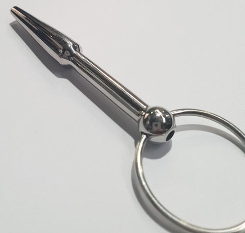 Steel Cum Thru Penis Plug with Ring by Hell's Couture - Penis Plugs