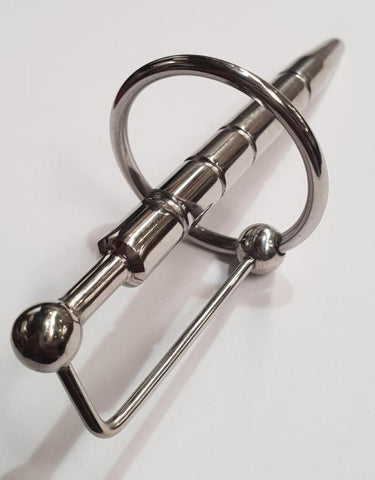Ribbed Penis Plug with Glans Ring by Hell's Couture - Penis Plugs