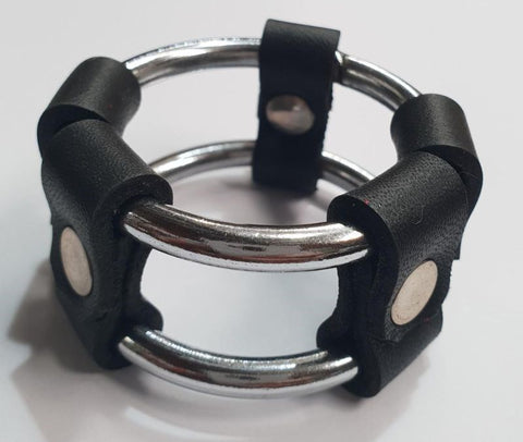 Plain Tube Black Steel Double Cock Ring by Hell's Couture - Cock Rings