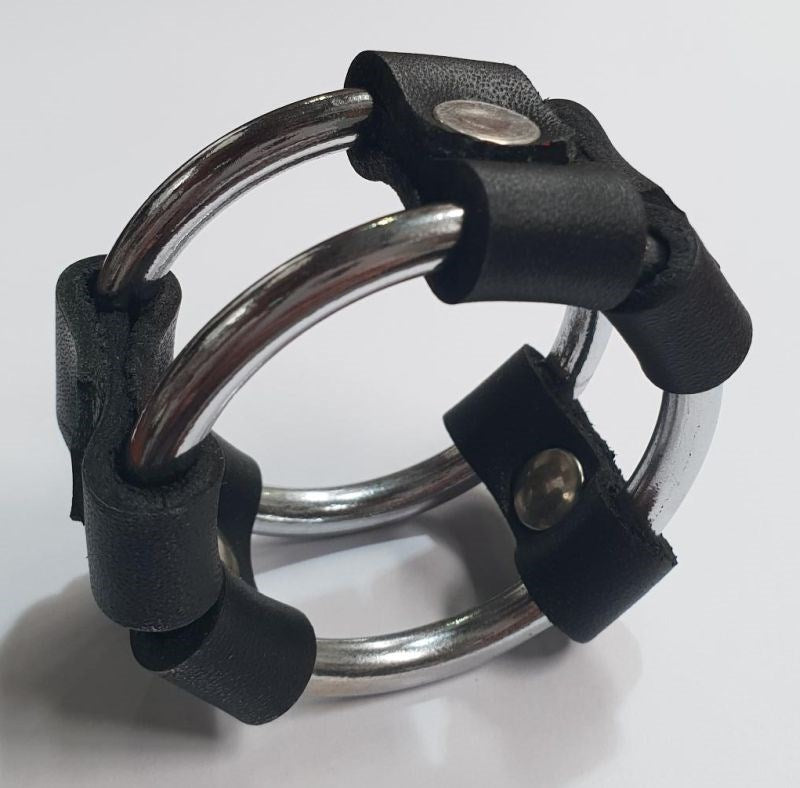 Plain Tube Steel Double Cock Ring Black - - Cock Rings