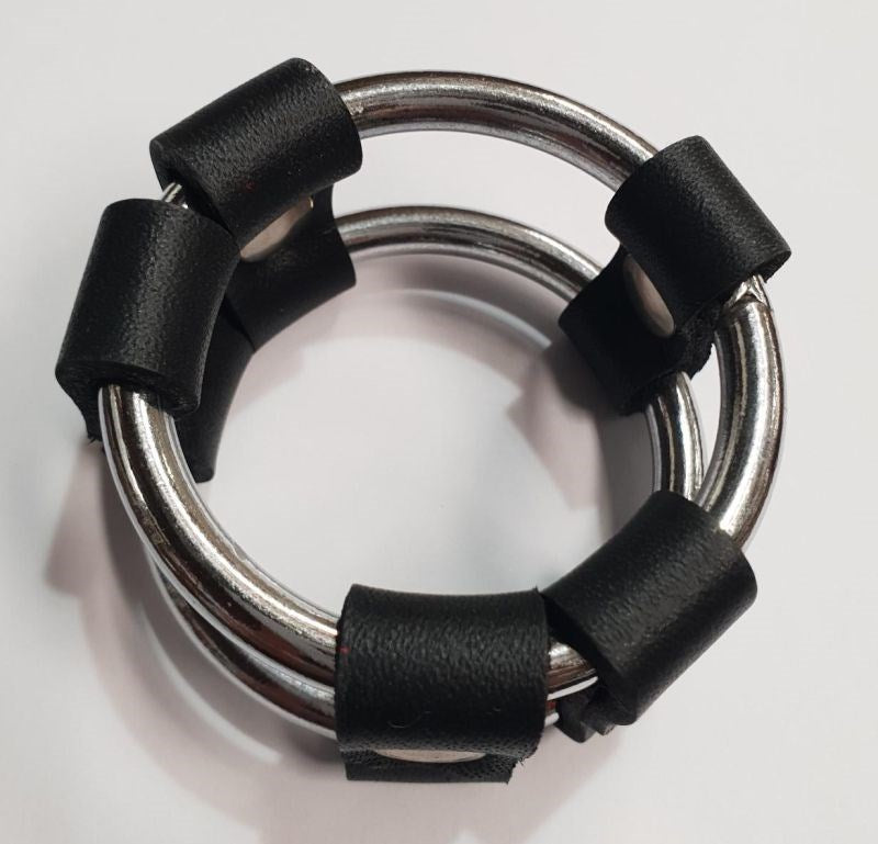 Plain Tube Steel Double Cock Ring Black - - Cock Rings