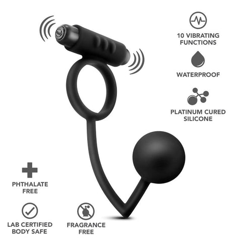 Platinum Anal Ball & Vibrating C-Ring Set - Ball and Cock Toys