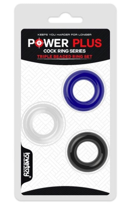 Power Plus Triple Donut Ring Set - - Stretchy Cock Rings