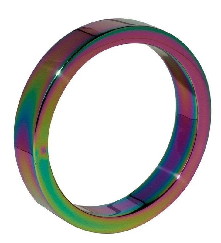 Rainbow Cock Ring Steel 6MM - - Cock Rings