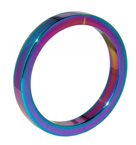 Rainbow Cock Ring Steel 6MM by Hell's Couture - Cock Rings