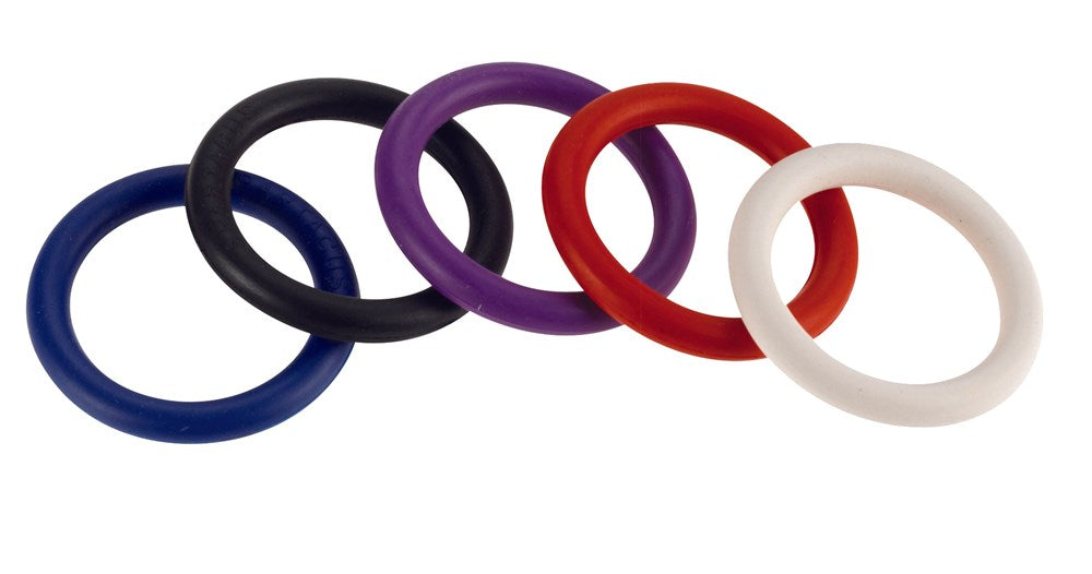 Rainbow Nitrile Cock Ring 5 Pack - - Cock Rings