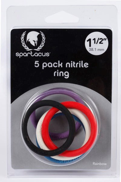 Rainbow Nitrile Cock Ring 5 Pack - - Cock Rings