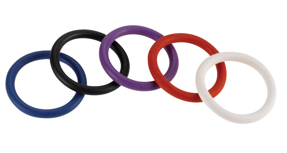 Rainbow Nitrile Cock Ring 5 Pack - - Cock Rings