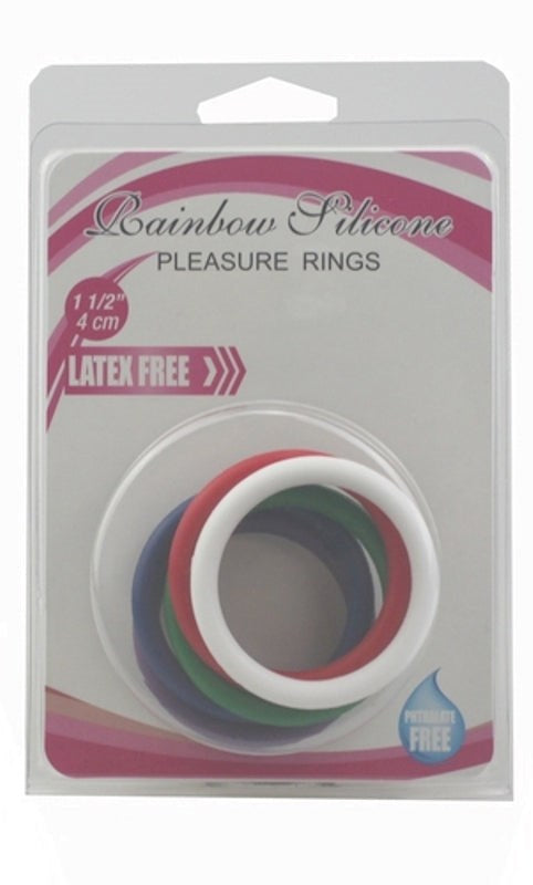 Rainbow Silicone Pleasure Rings 5 pack - - Stretchy Cock Rings