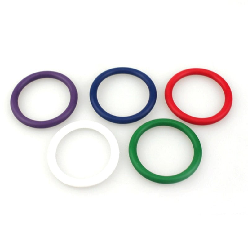 Rainbow Silicone Pleasure Rings 5 pack - - Stretchy Cock Rings