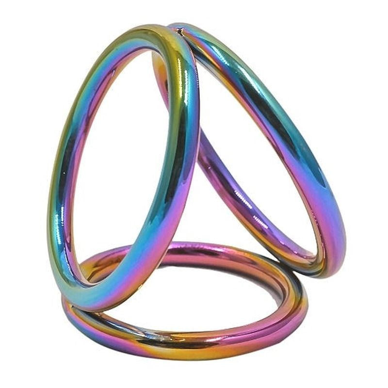 Rainbow Triple Cock and Ball Ring - - Cock Rings