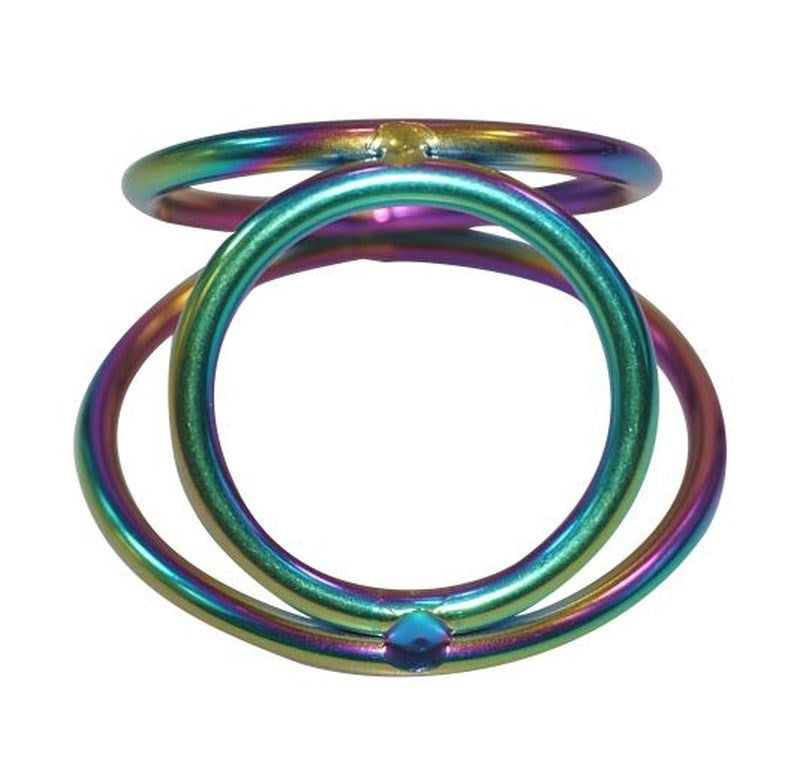 Rainbow Triple Cock and Ball Ring - - Cock Rings