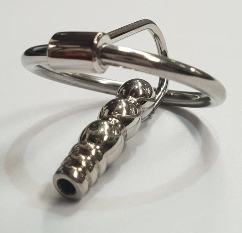 Round Tip Ribbed Penis Plug & Glans Ring by Hell's Couture - Penis Plugs