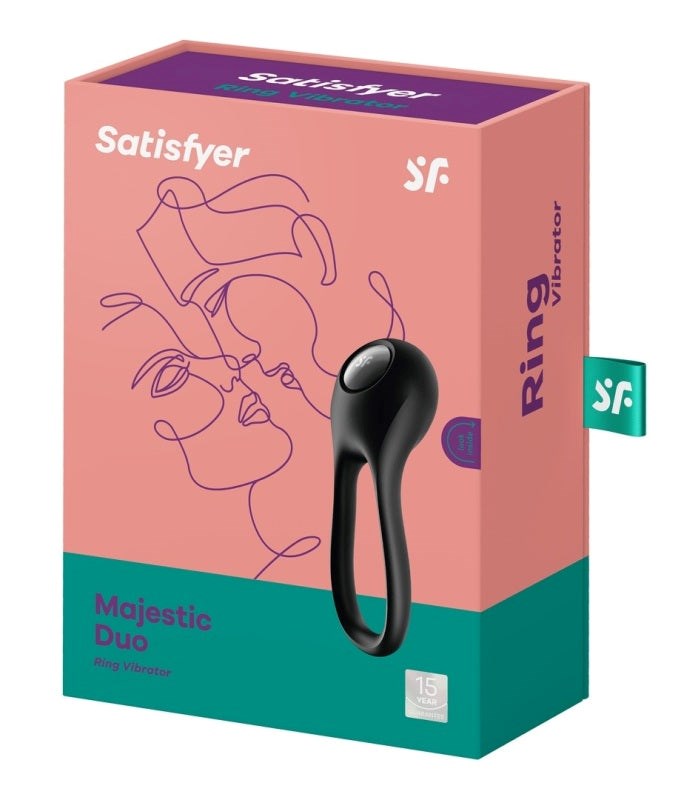 Satisfyer Majestic Duo Ring Black - - Vibrating Cock Rings