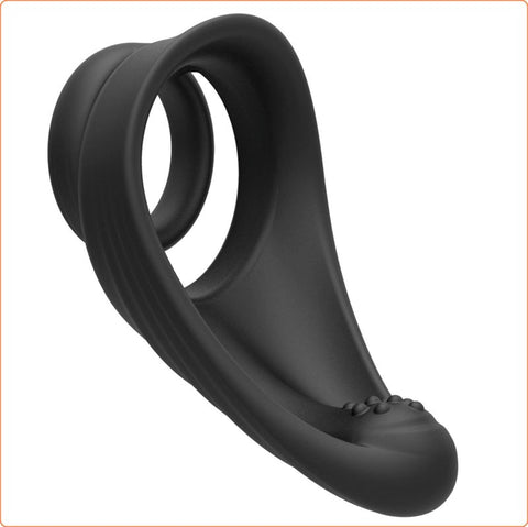 Silicone Dual Penis Ring with Taint Teaser by BDStyle - Ball and Cock Toys